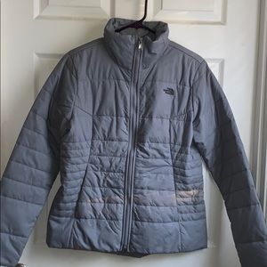 The North Face grey down jacket